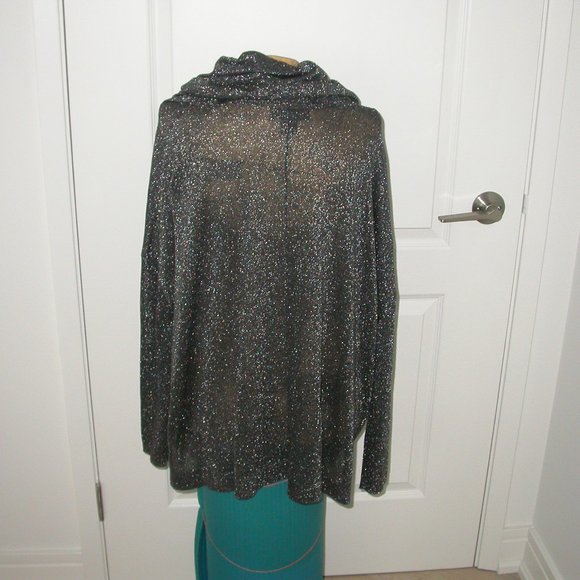 Karen Kane Evening Sweater - Black and Shiny Silver Knit - Picture 3 of 5